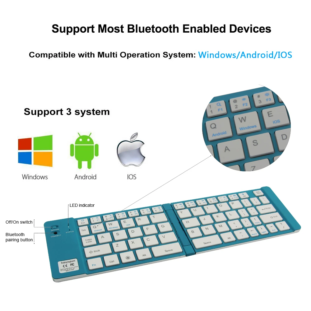 Беспроводная Bluetooth клавиатура для Ipad планшета Складная портативная тонкая компьютерная клавиатура складная Мини клавиатура для Android смартфона