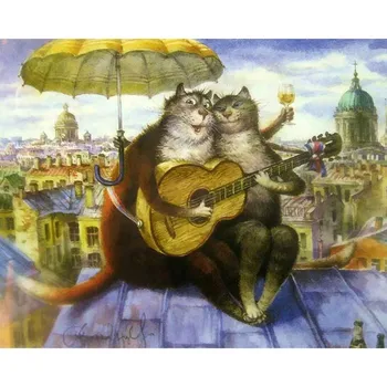 

YIKEE diamond painting Guitar cat,mosaic diamond painting,diamont painting complet Y1038