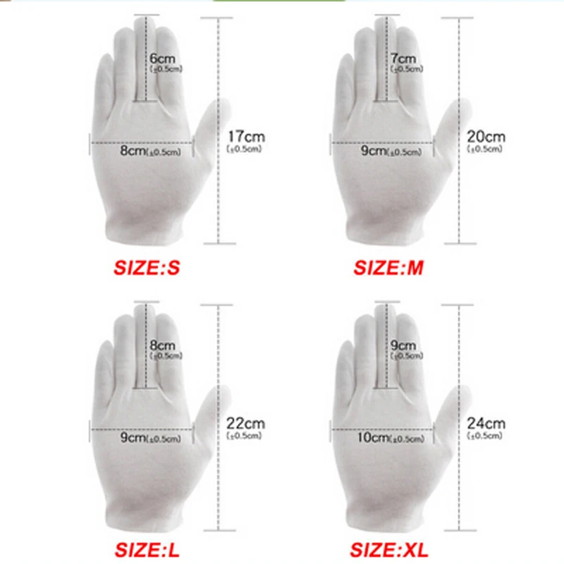 6 пар белых перчаток для осмотра, хлопчатобумажные рабочие перчатки, ювелирные изделия, легкие, высокое качество
