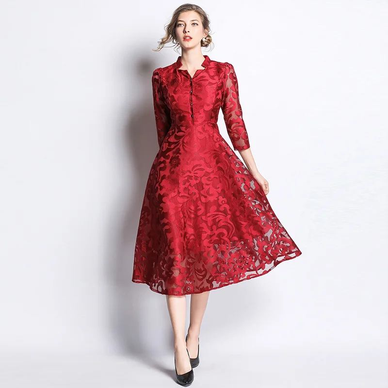Новинка элегантное в ретро стиле кружевное платье Vestidos Mujer Verano 2021 Весна Для