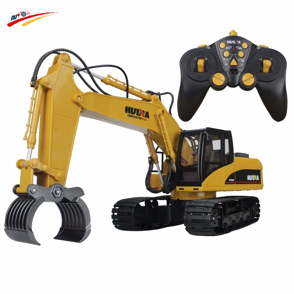 RC Truck 16 Channel 2.4G RC Alloy Timber Grab Excavator Rechargeable Sound and Light Demo Remote Control Engineer Truck