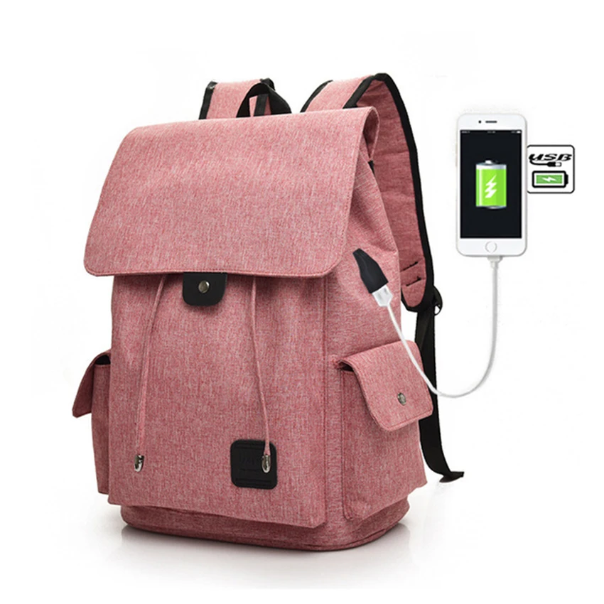 Usb Charging Backpack Women Casual Oxford Backpack Large Capacity Woman Travel Backpack  Lady Solid Black School Bags Purses