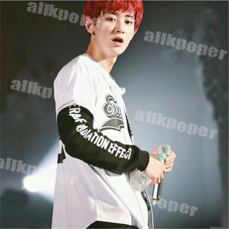 Эксо планеты 3 экзордиум футболка в Сеуле KPOP унисекс пуговицы Baekhyun 2019 летние топы