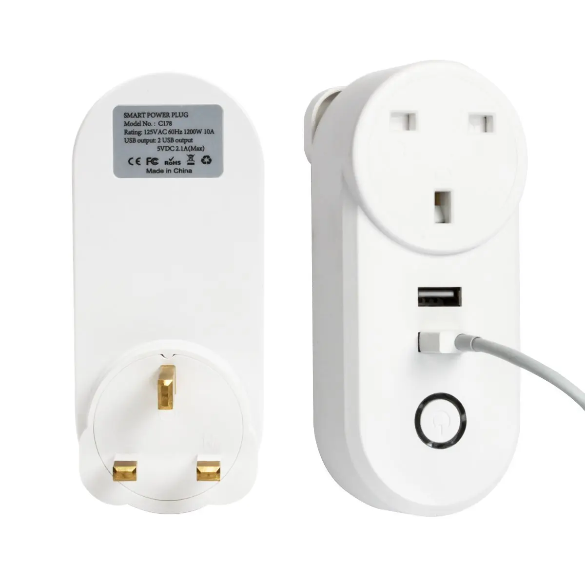 Wi-Fi Smart power Plug Британский магазин розетка с стабилизатор напряжения с usb функция управления синхронизацией голоса работает с Amazon Alexa, Google Home