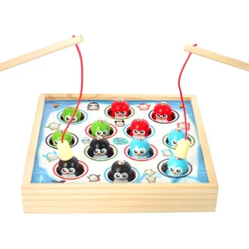 

Penguin fishing toy set baby 1-3-6 years old puzzle boy girl magnetic wooden children's toys