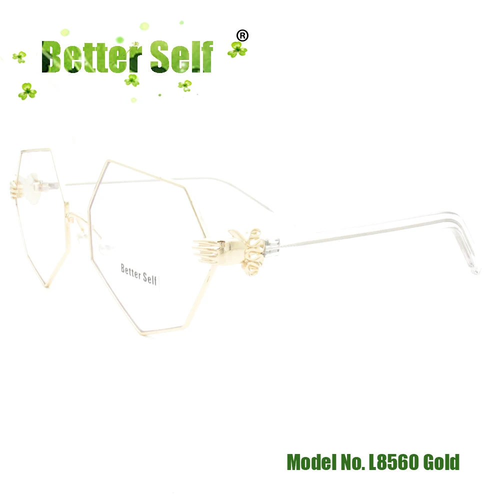

Better Self L8560 Full Rim Optical Frames Wing Hinged Irregular Glasses Eyewear Designed Pearl Nose Retro Eyeglasses