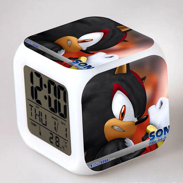 Sonic the Hedgehog светодиодный Будильник хвосты Miles Prower часы reloj despertador цифровые часы Dr. Robotnik horloge digitale Saat - Цвет: Прозрачный