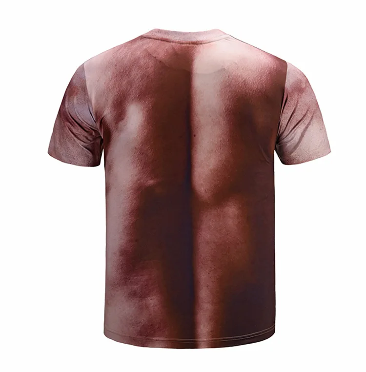 Abdominal muscle man Printed short-sleeved T-shirt men's street fashion casual Slim breathable Creative Tattoo Pattern Tops