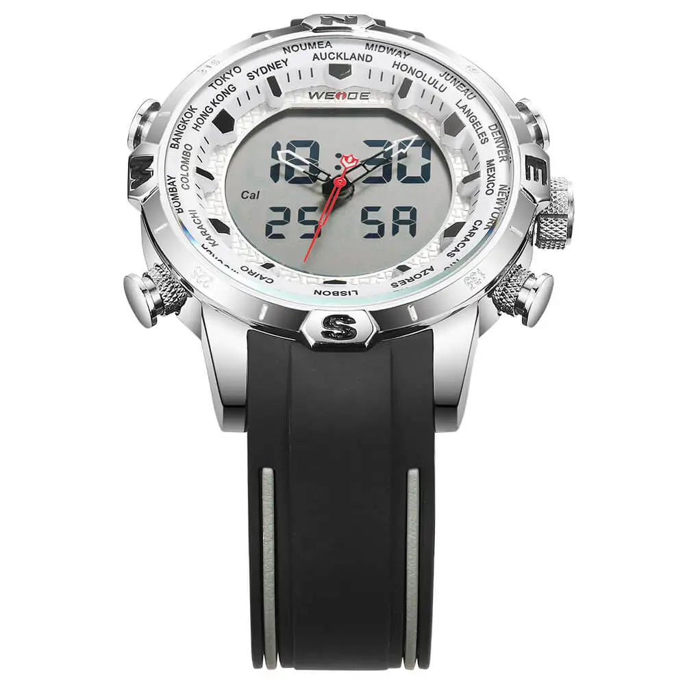 WEIDE Genuine LCD digital waterproof men's watch Quartz men watches luxury brand clock saat fitness bracelet Analog White 6310