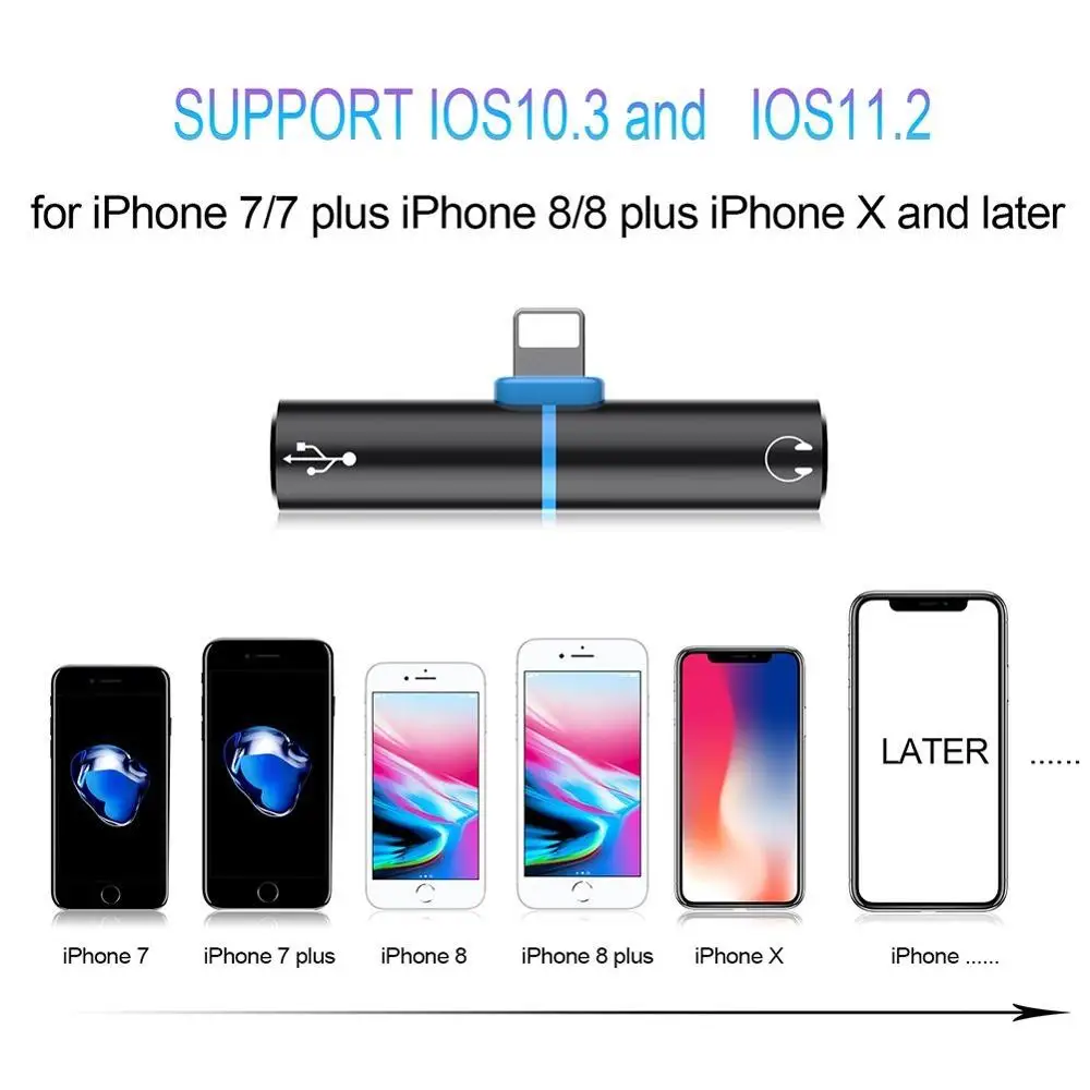 Adapter For Lightning 3 5mm Headphone Jack For iPhone X 10 8 7 Plus Adaptador For Lightning Audio Cable Charger Splitter Adapter