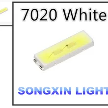 500 шт./лот 7020 SMD светодиодный 7020 белый 7020 диоды светильник 7020 сторона 0,5 Вт Холодный белый CW 8000 k-13000 k 3 в 150ma светодиодный