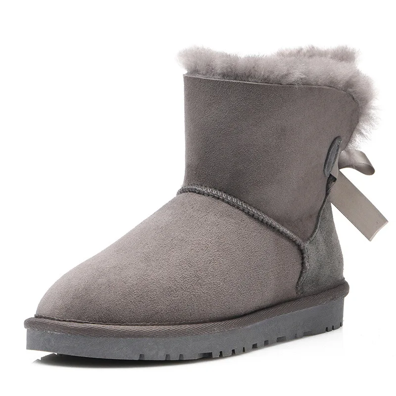 HKUGC Brand 2017 New Fashion Women Snow Boots Real Cowhide Leather Winter Warm Snow Boots Women