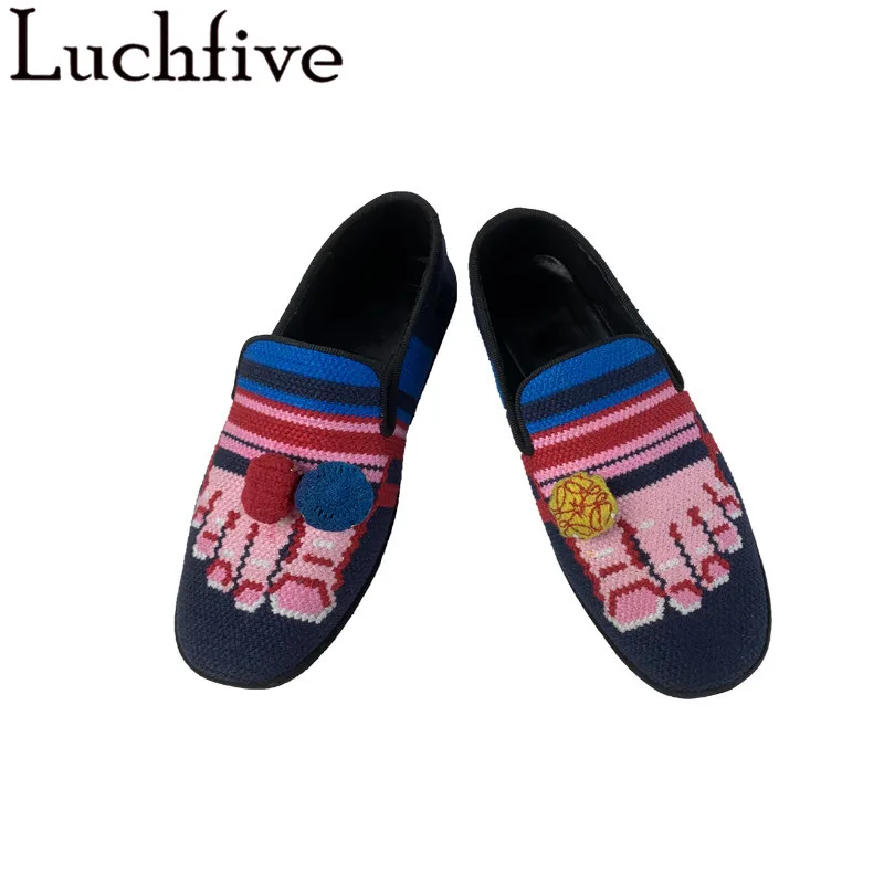 

Weaves Embroidered Foot Fingers Lazy Flat Shoes chaussures femme Round Toe Slip-on Spring Casual Women Shoes sapato feminino