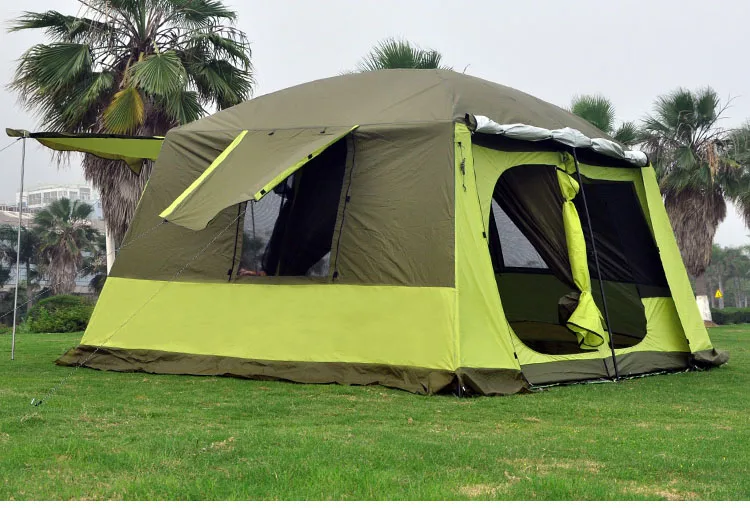 Супер большой кемпинговый тент водонепроницаемый семейный 4 сезона 2 комнатная кабина палатка двойной слой 10 12 человек Открытый Кемпинг Зимняя палатка