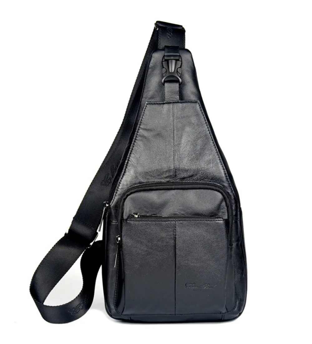 

New Men Genuine Leather First Layer Cowhide Cross Body Messenger Shoulder Fashion High Quality Sling Chest Bag
