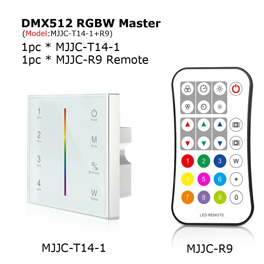 MJJC DMX контроллер 512 4CH зона, RGBW DMX512 Мастер контроль беспроводной 2,4G RF пульт дистанционного управления настенный сенсорный пульт управления T14-1