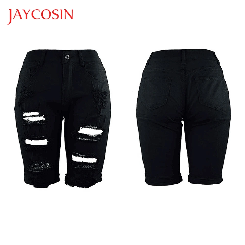 JAYCOSIN эластичные разрушенные женские брюки рваные короткие джинсовые шорты