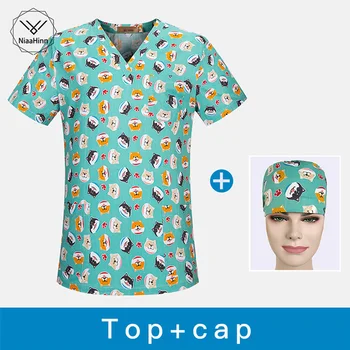 

Hospital Uniforms Healthy Care Nursing Uniform Medical Tops Women Man Scrubs Short Sleeves nursing uniform scrubs surgery caps