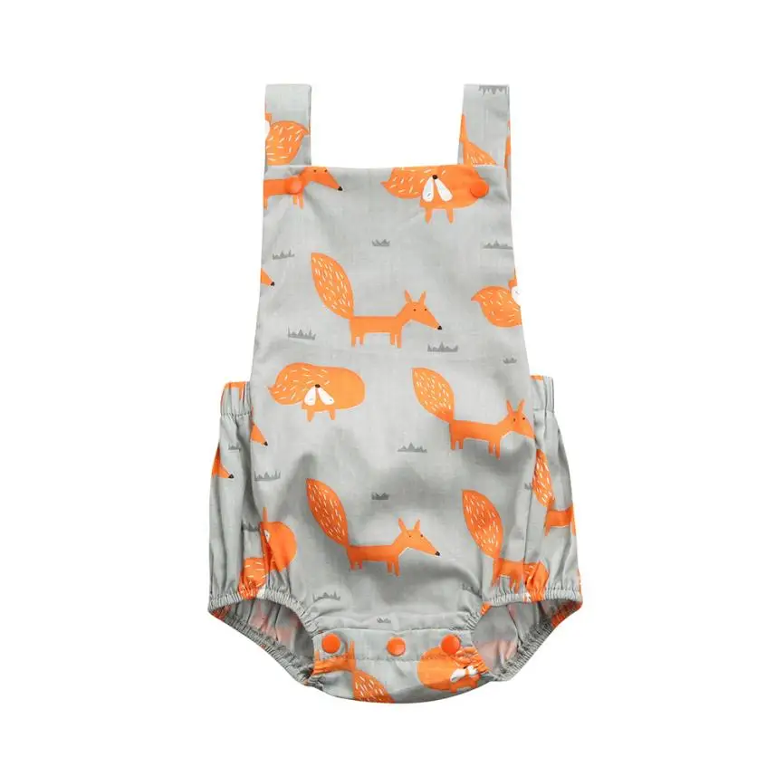 

2018 Toddler Baby Fox Floral Print Vest Sleeveless Cartoon Backless Romper Jumpsuit Comfortable And Breathable 5.30