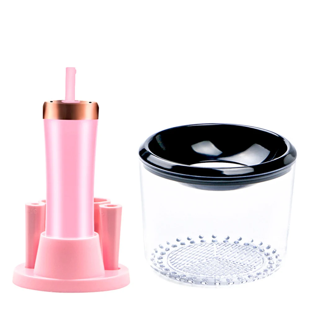 USB электрическая губка для удаления макияжа со стерилизатором лампа силиконовая макияж щётки промывка моющее средство и набор фенов инструменты для очистки - Handle Color: Pink