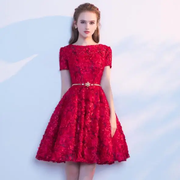 Modabelle короткое платье цвета хаки для выпускного вечера Vestido Festa черное кружевное сексуальное торжественное платье Vestidos Cortos De Fiesta Elegantes De Gala - Цвет: Red