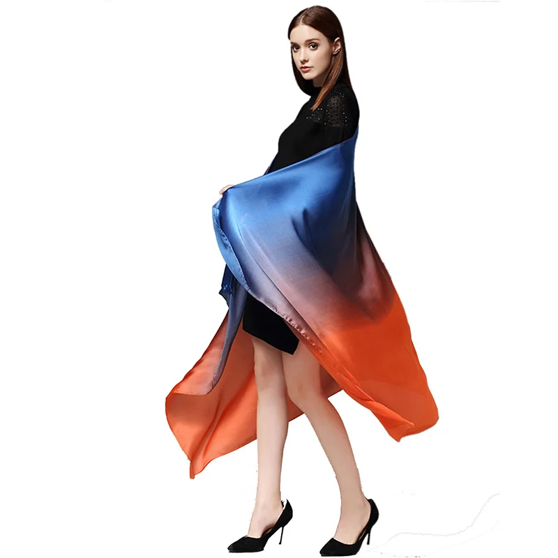 [RUNMEIFA] 2017 Silk mulberry silk scarves silk scarf women thin hair long hair color scarf spring and autumn beach towel