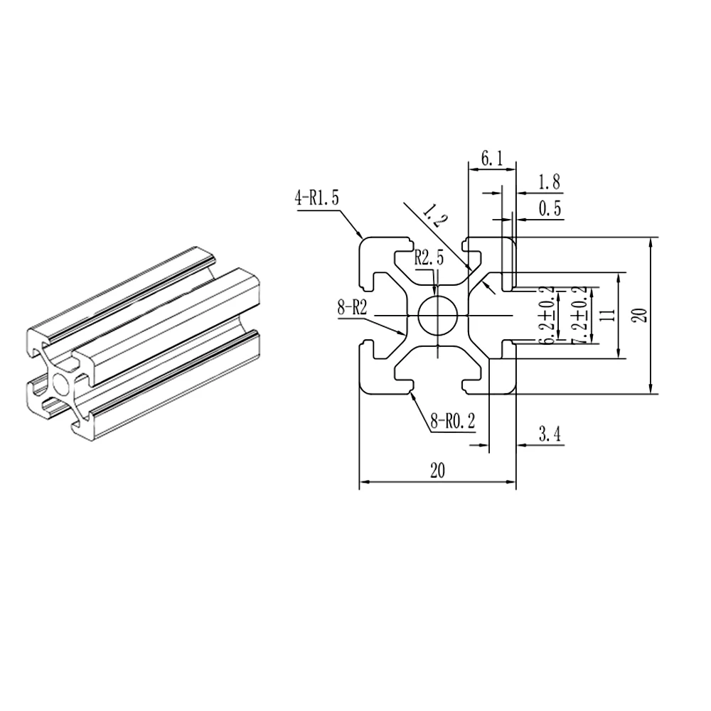 Black Aluminum Profile Rail 100-800mm #2