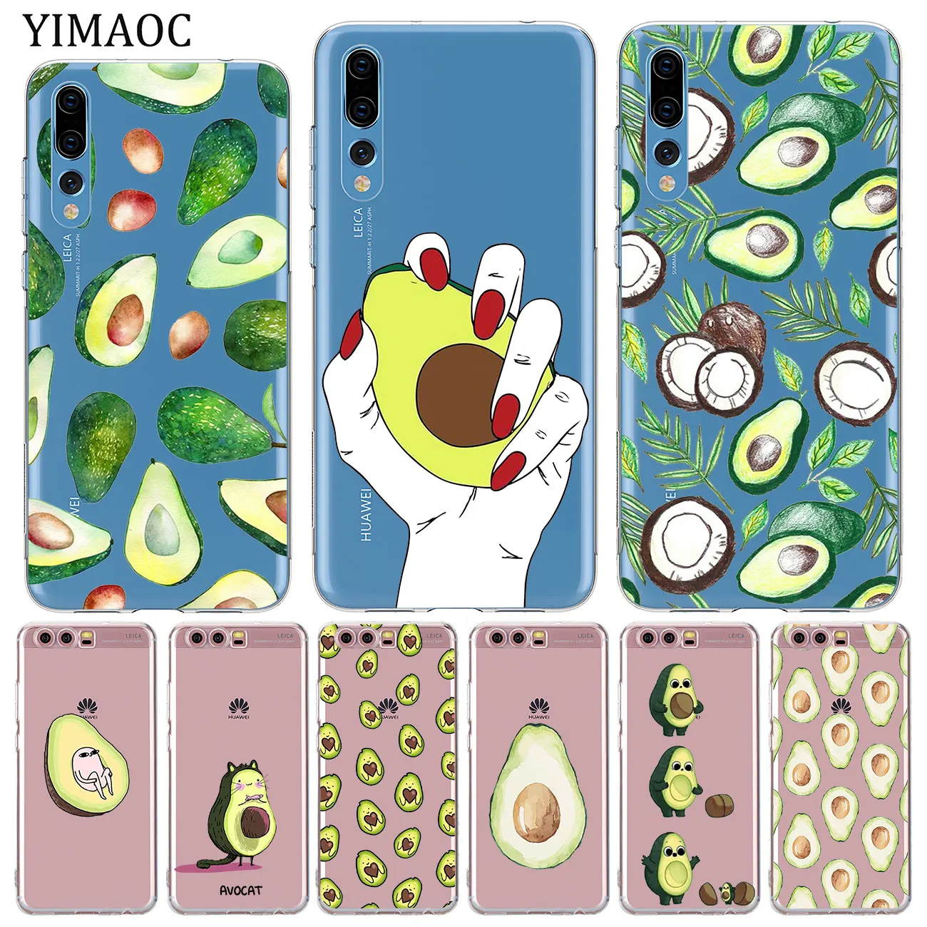 

YIMAOC lovely avocado fruit Soft Silicone tpu Phone Case for Huawei P30 P20 Pro P10 P8 P9 Lite 2017 2016 2015 P smart Z 2019