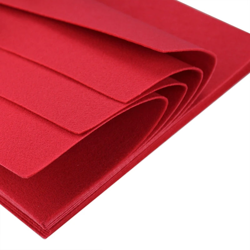 

2MM Thick Felts 30X30CM Solid Red Color Polyester Nonwoven For DIY Craft Kindergarten Manual Work Pure Color Fabric 10 Sheet