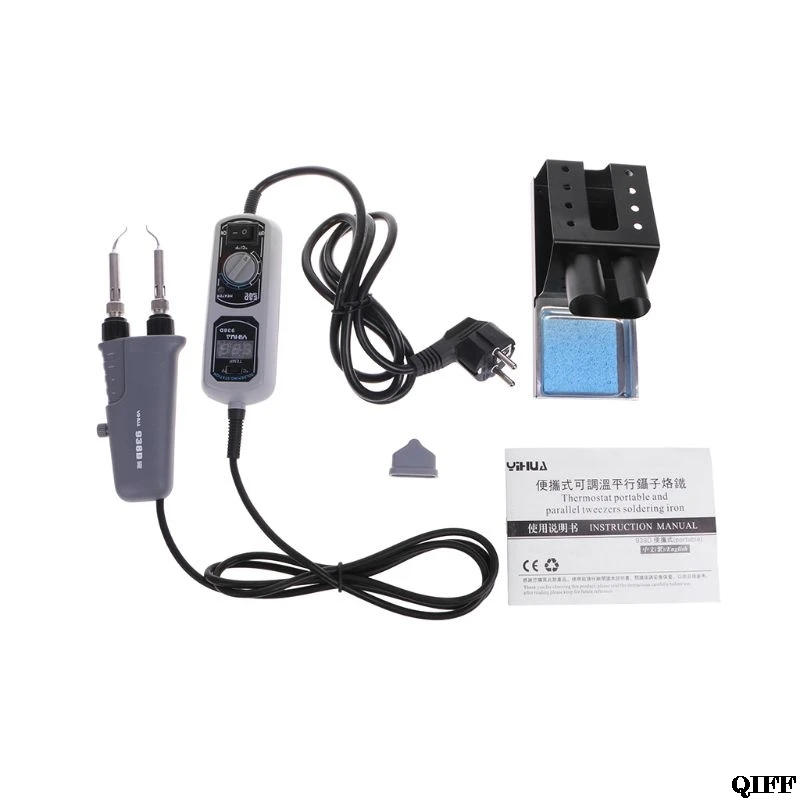 

Drop Ship&Wholesale Double Heads Hot Tweezers Mini Soldering Station With Iron Stand For BGA SMD Repairing APR28