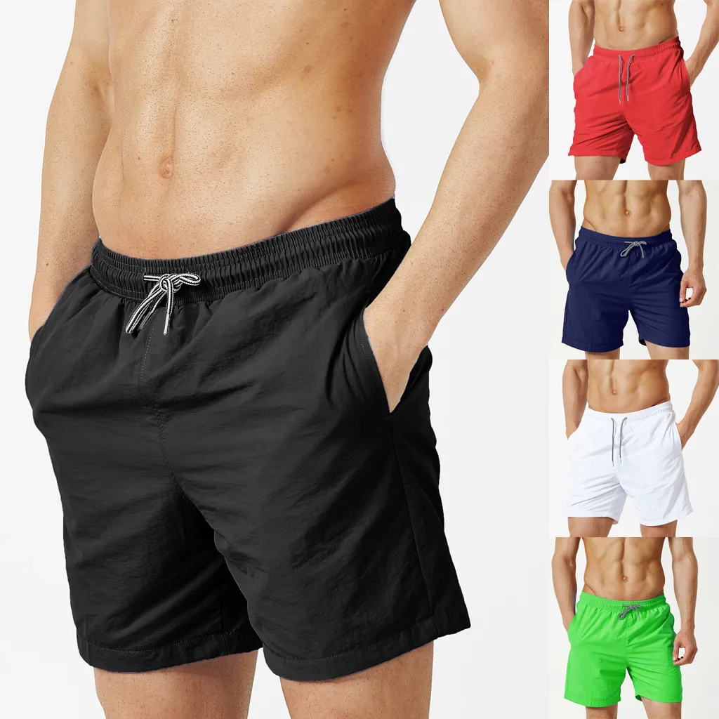 

2019 New style hot sales Men's Summer New Style Fashion Casual Pure-Color Beach Trousers Fitness Shorts high quality sales