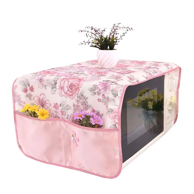 Best Price 38*100cm Microwave Oven Dustproof Cover With Pockets Floral Printed Cotton Microwaves Protector TB Sale