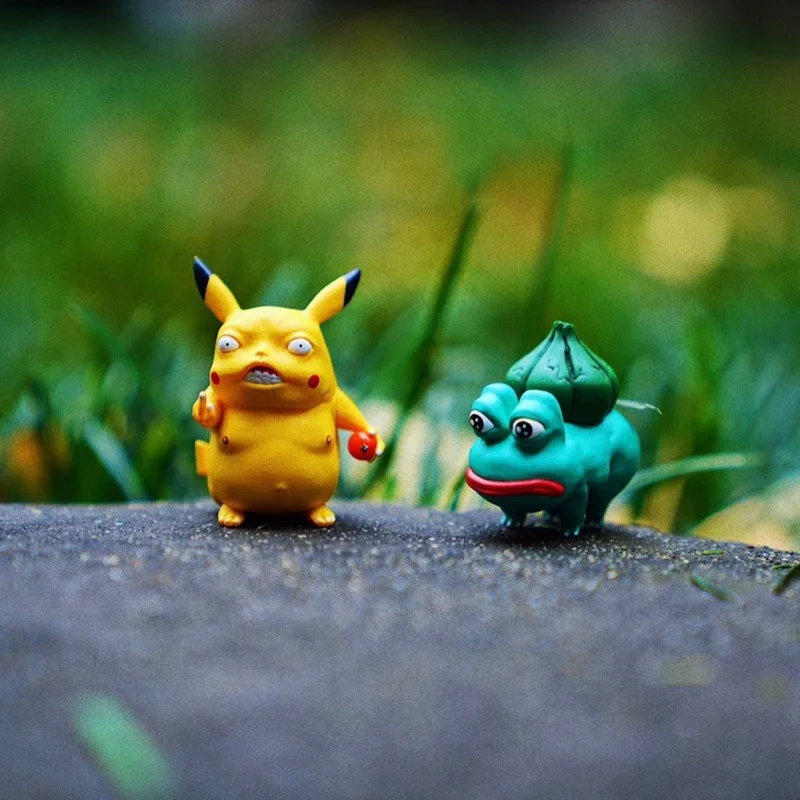 

10cm Pikachu Bulbasaur Spoof Action figure toys doll collection Christmas gift with box