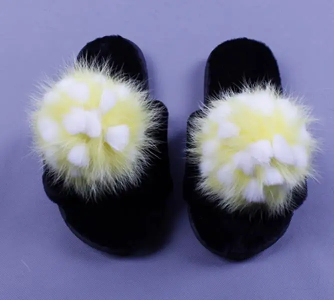 Women Fur Slippers Fashion Spring Summer Autumn Plush Slippers Fluffy Fur Slides Flip Flops Flat Shoes