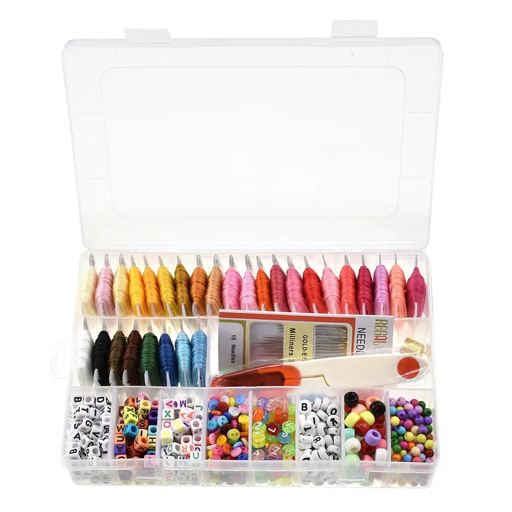 Candy Color Sewing Box Set Embroidery Line Plastic Tool Box Embroidery Set Hand Quilting Stitching Embroidery Sewing Accessories