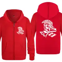 MOSCOW FC Creative Novelty Sweatshirts Men 2018 Mens Zipper Hooded Fleece Hoodies Cardigans