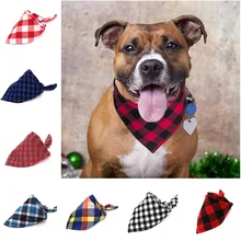 Классический Клетчатый нагрудник для собак, хлопковый кошачий шарф для питомцев, треугольный головной шарф, аксессуары, шейный платок для маленьких, средних и больших собак