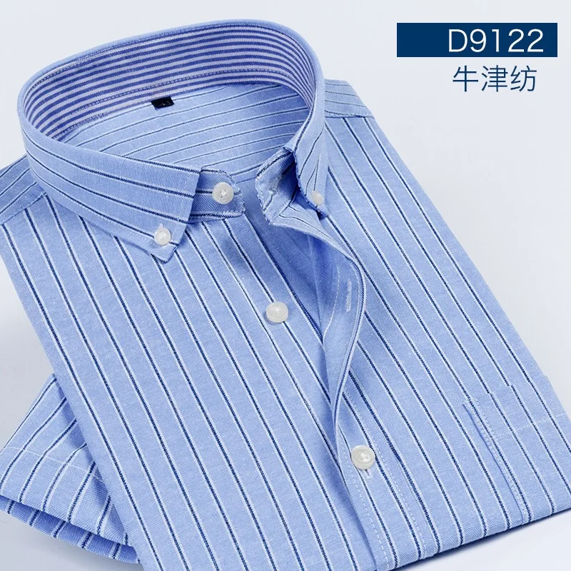 

4XL 5XL 6XL Men Shirt 2019 Summer Dress Men Plus Size Men Oxford Striped Slim Fit Shirt Cotton Short Sleeve Casual Male Shirt