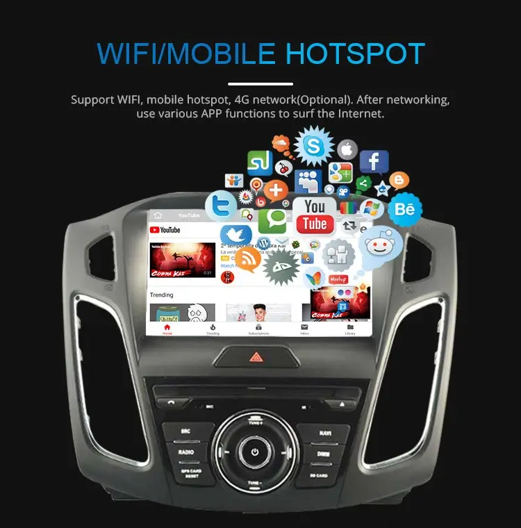 Sale JDASTON Android 9.0 Car DVD Player For Ford Focus 2015 2016 2017 2018 WIFI Multimedia GPS Stereo 1Din Car Radio Audio Auto Video 6
