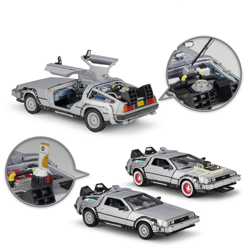 WELLY 1:24 Diecast Simulation Model Car DMC-12 Delorean Time Machine Back To The Future Cars Toys M