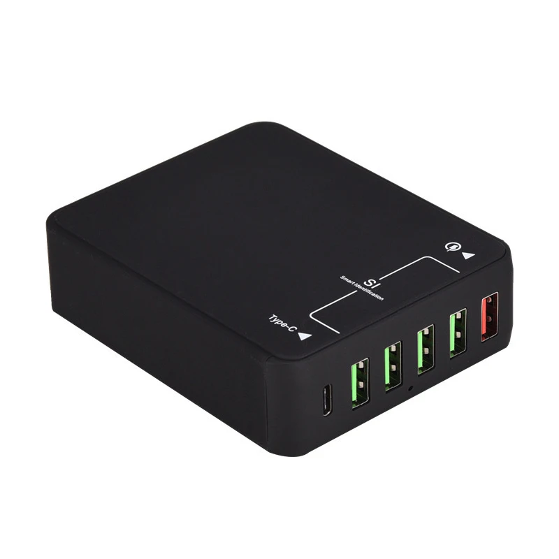6 Ports Quick Charge QC 3.0 Fast USB Charger Type C Desk Charger For Xiaomi Huawei for iPad Samsung Galaxy S8 Mobile Phone