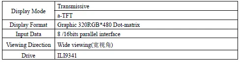 3.2 inch 37P TFT LCD Screen No Touch ILI9481 IC 8/16Bit MCU Interface 240*320 Wide Viewing
