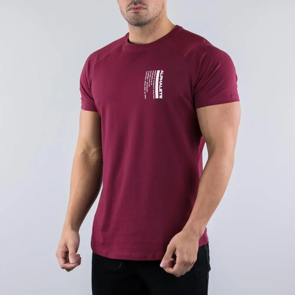 Новинка, летние модные мужские футболки ALPHALETE, Повседневная футболка с короткими рукавами, модная мужская одежда, повседневный облегающий Фитнес-топ