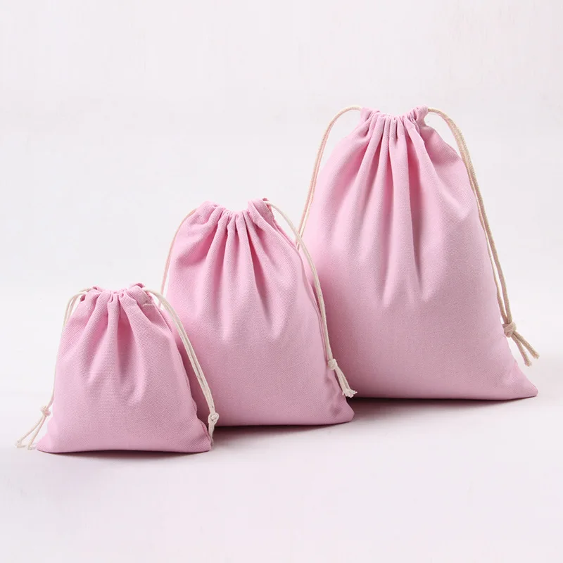 20PCS/Lot Pink Drawstring Canvas Bag Gift Christmas Candy Jewelry Organizer Makeup Cosmetic ...