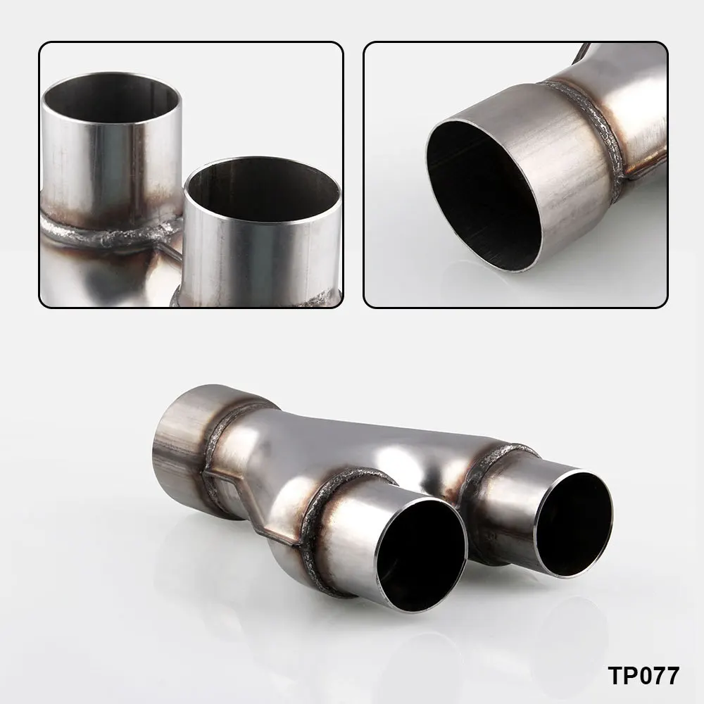 Stainless Steel Exhaust Universal Y Pipe Adapter 2 1//2” Single to 2.5/" Dual