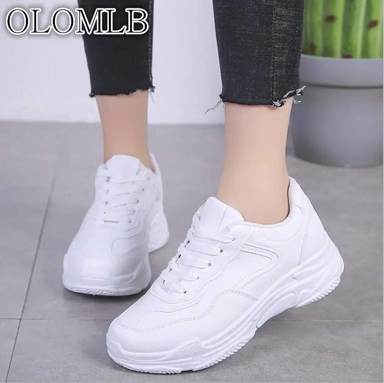 

New 2019 Spring Fashion Women Casual Shoes Suede Leather Platform Shoes Women Sneakers Ladies White Trainers Chaussure Femme