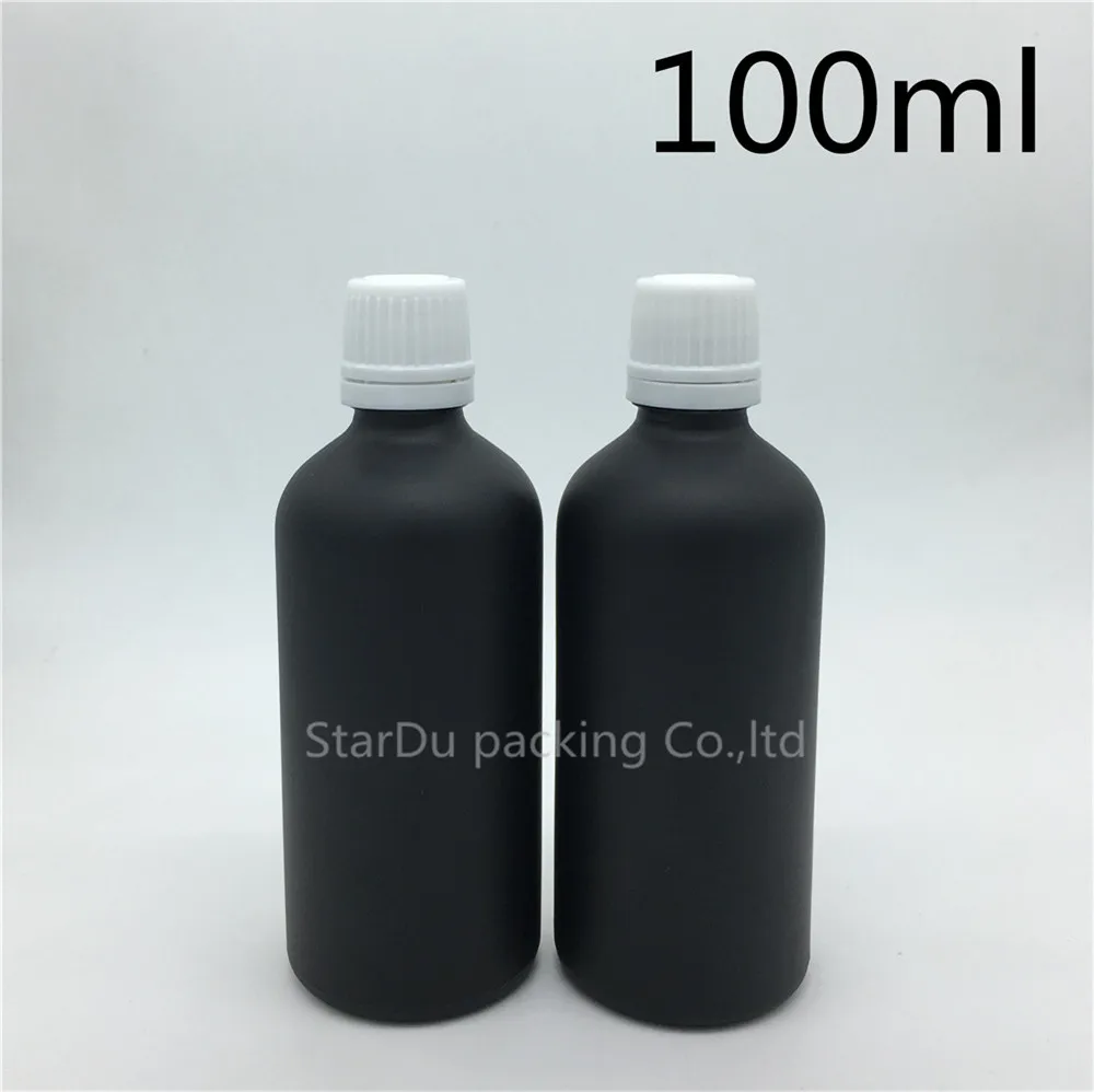 Download Free Shipping 480pcs 100ML Black Frosted Glass Bottle 100ml Vials Essential Oil Bottle with ...