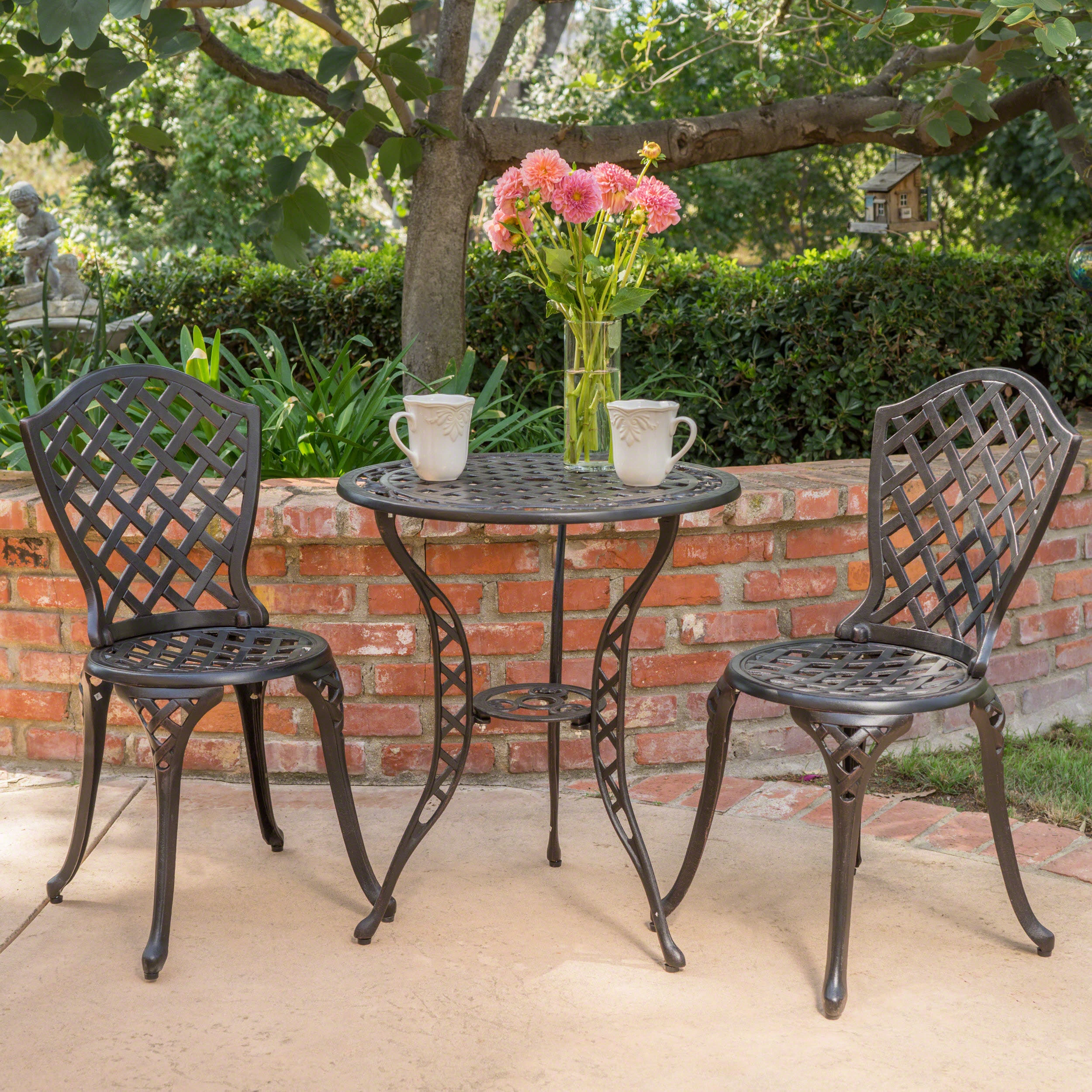 Lyon Black With Bronze Metal Outdoors Bistro Set