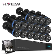 H.View 16CH Surveillance System 16 1080P Outdoor Security Camera 16CH CCTV DVR 1TB HDD Kit Video Surveillance Easy Remote View