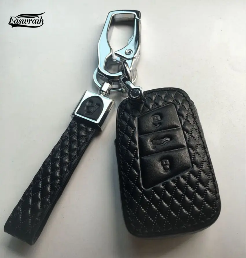 High Quality Car Genuine Leather Fob Key Chain Cover Case For Skoda A7 ...